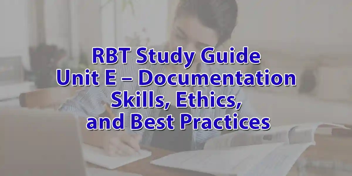 RBT Study Guide Unit E – Documentation Skills, Ethics, and Best Practices
